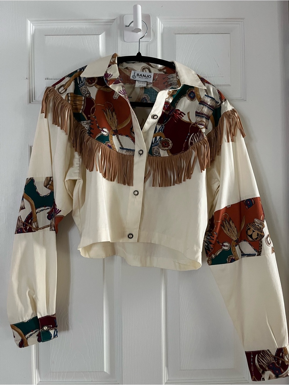 Vintage Cream Fringe Western Crop Shirt NWT